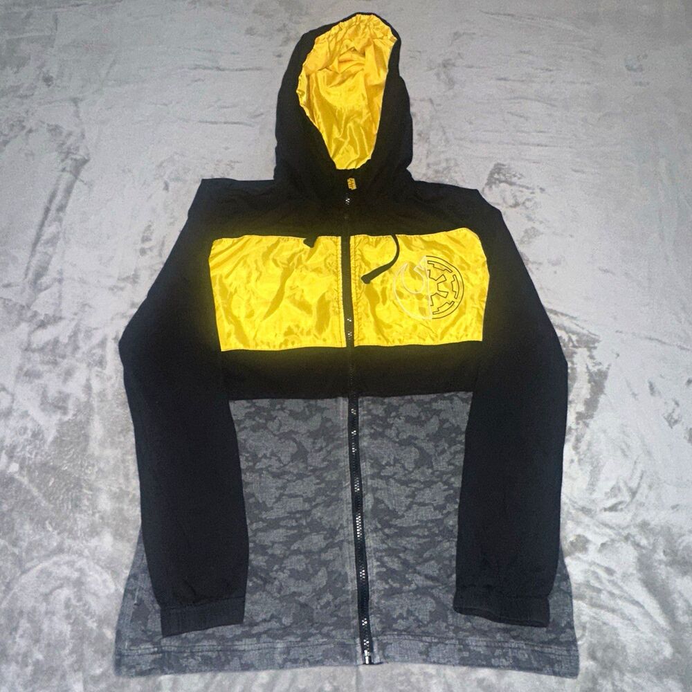 Disney Star Wars Men's L Full Zip Hoodie Black Yellow Gray Graphic Print